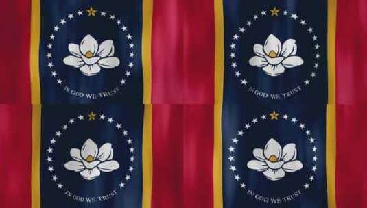 新密西西比州国旗飘扬高清在线视频素材下载