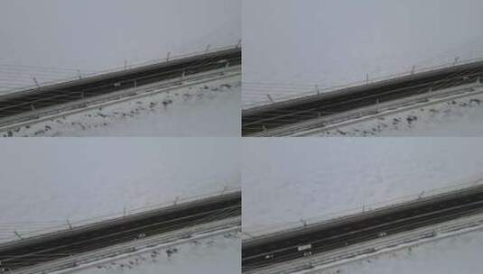雪后的鄂尔多斯大桥高清在线视频素材下载