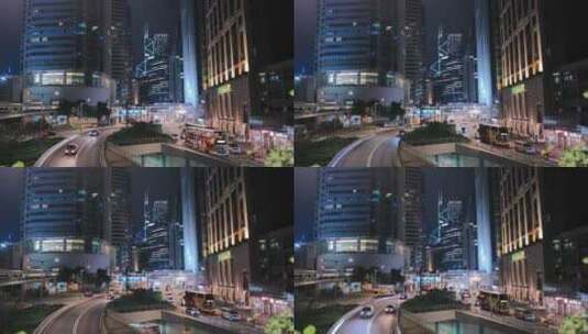 香港中银大厦夜景中国农业银行双层巴士高清在线视频素材下载
