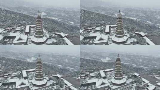 山西洪洞广胜寺雪景高清在线视频素材下载