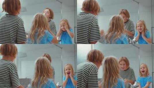 洗脸，兄弟，姐妹，早上好高清在线视频素材下载