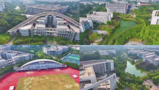 华南师范大学广州校区航拍大学城校园风景风高清在线视频素材下载