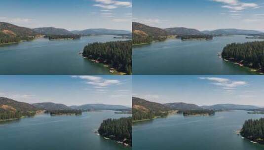 航拍一个被山包围的湖高清在线视频素材下载