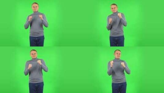 男性跳舞很有趣。绿色屏幕高清在线视频素材下载