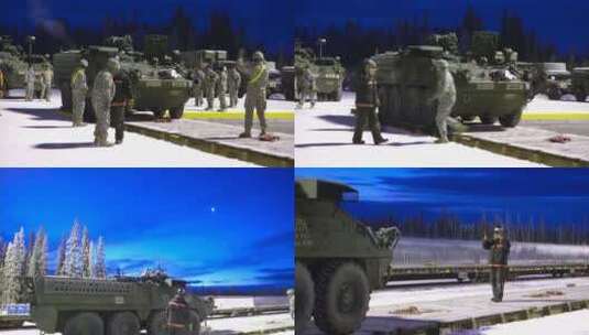 美国军人在雪地里开坦克高清在线视频素材下载
