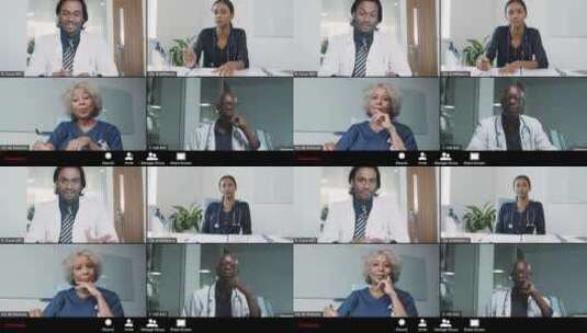 四个医生在进行视频会议高清在线视频素材下载