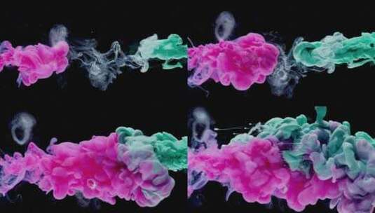 蓝色与粉色液体的碰撞混合高清在线视频素材下载