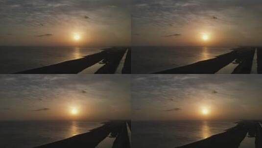 海上夕阳4K航拍原素材高清在线视频素材下载