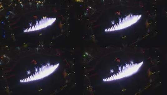 无锡融创乐园夜景七夕节烟花秀4K航拍原素材高清在线视频素材下载