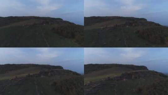 舜王坪山顶草坪草地山路巨石阵航拍4K高清在线视频素材下载