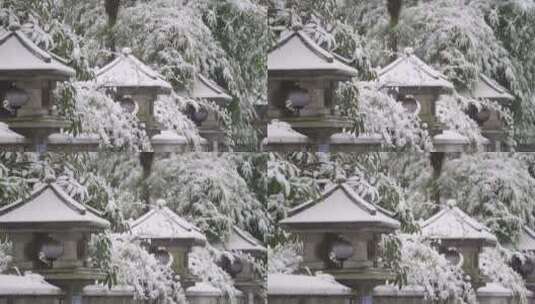 下雪飘雪大雪冬至 中式庭院雪景高清在线视频素材下载