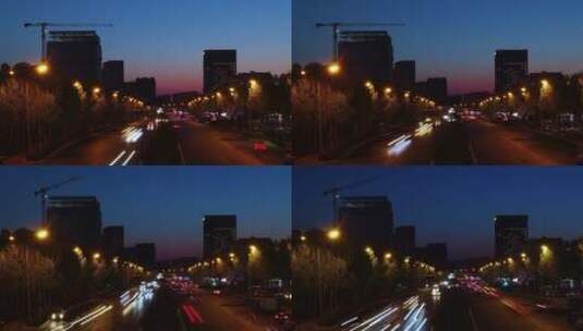 夜幕降临 城市车流 延时摄影高清在线视频素材下载