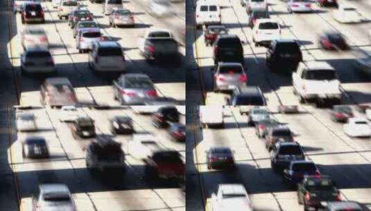 从四车道高速公路上俯瞰车流高清在线视频素材下载