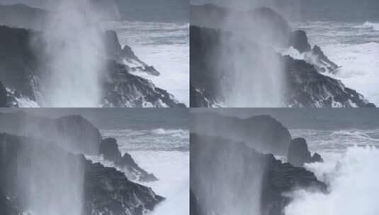 海浪冲击着岩石高清在线视频素材下载