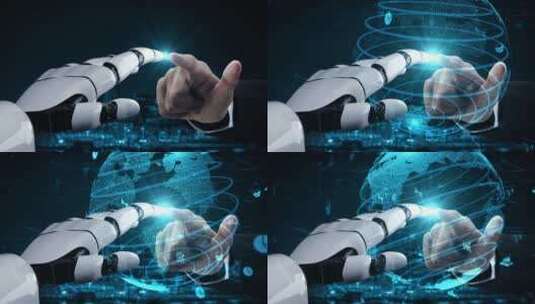 与机器人手指触碰高清在线视频素材下载