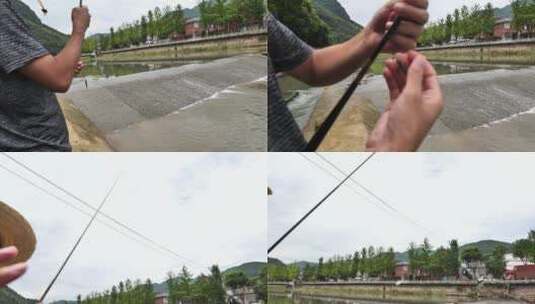 浙江农村地区钓鱼场景高清在线视频素材下载
