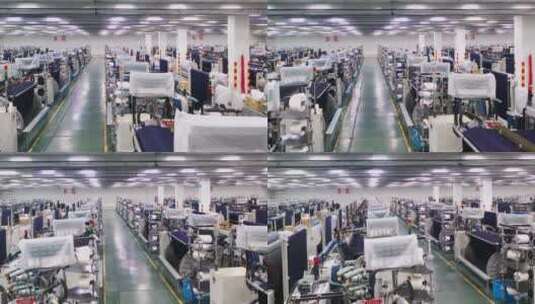 织布厂现代化生产车间全自动织布机高清在线视频素材下载