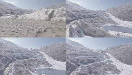 四川最美雪场4K航拍 太子岭滑雪场高清在线视频素材下载