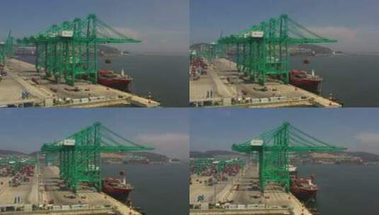 航拍汕头港集装箱码头高清在线视频素材下载