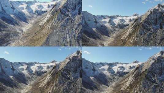 川西阿坝莲宝叶则雪山湖泊航拍风景风光视频高清在线视频素材下载