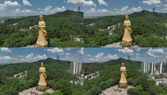 广西梧州妈祖庙雕像航拍高清在线视频素材下载