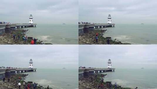 中国珠海，海滨城市里的灯塔高清在线视频素材下载