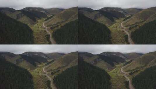 泸沽湖-亚丁公路泸亚线旅行景观航拍高清在线视频素材下载