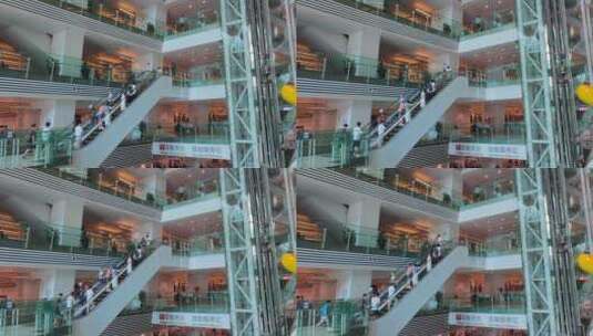 广州远距离拍摄忙碌的扶手电梯高清在线视频素材下载