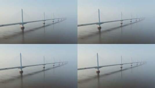 航拍嘉绍大桥与钱塘江风光高清在线视频素材下载
