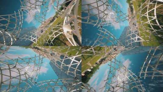 奥运村 水立方 雕塑 旋转·1高清在线视频素材下载