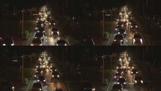 夜晚城市交叉路口车流高清在线视频素材下载