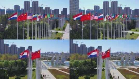 旗帜飘扬 各国国旗高清在线视频素材下载