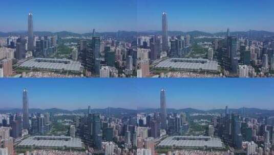 深圳福田中心区市民中心中轴线大景左环绕高清在线视频素材下载
