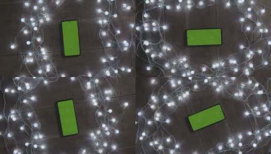 圣诞彩灯环绕的绿幕手机高清在线视频素材下载