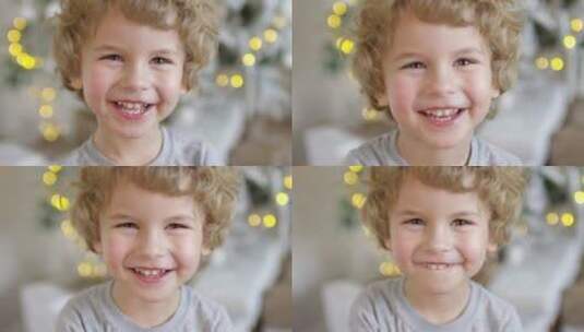 微笑的小男孩特写肖像高清在线视频素材下载