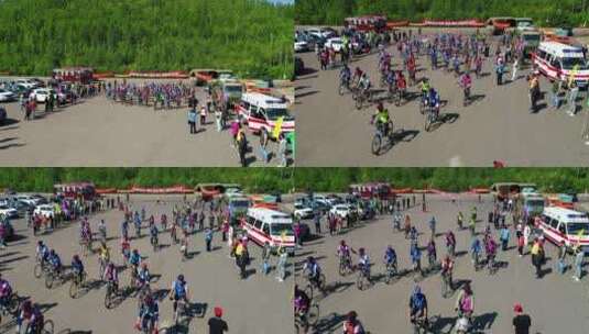 莫尔道嘎国家森林公园自行车越野赛高清在线视频素材下载