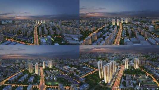 高空俯瞰地产建筑夜景三维动画高清在线视频素材下载