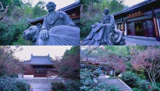 杭州九溪风景区理安寺禅院建筑4K视频合集高清在线视频素材下载