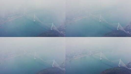 湖北宜昌夷陵长江大桥航拍高清在线视频素材下载