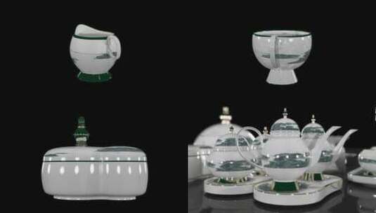三维中国风茶具高清在线视频素材下载