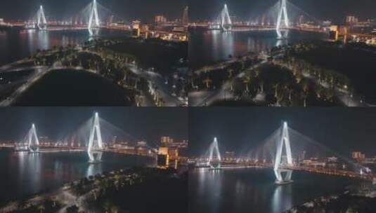 海口世纪大桥夜景高清在线视频素材下载