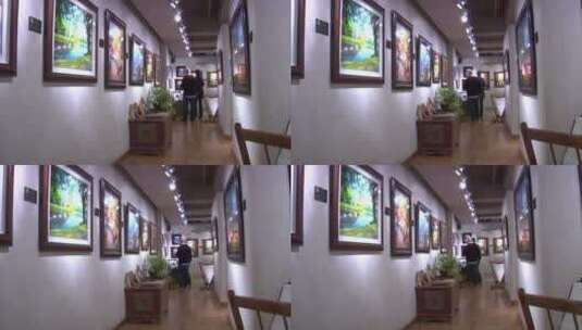 夫妇在美术馆看画高清在线视频素材下载