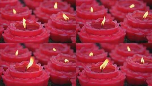 寺庙蜡烛祈福蜡烛燃烧高清在线视频素材下载