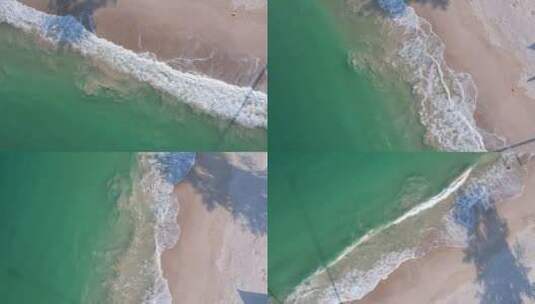 顶视航拍桔钓沙海滩海水海浪A高清在线视频素材下载
