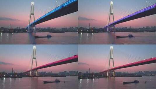 晚霞长江大桥高清在线视频素材下载