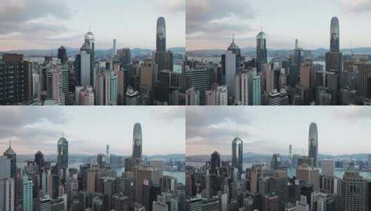 航拍中国香港港岛高楼大厦城市建筑大景高清在线视频素材下载