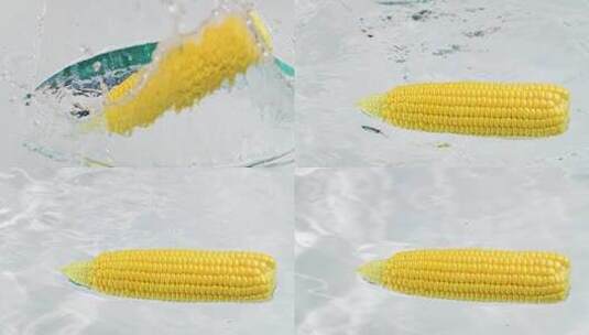 玉米落在水上溅起水花高清在线视频素材下载
