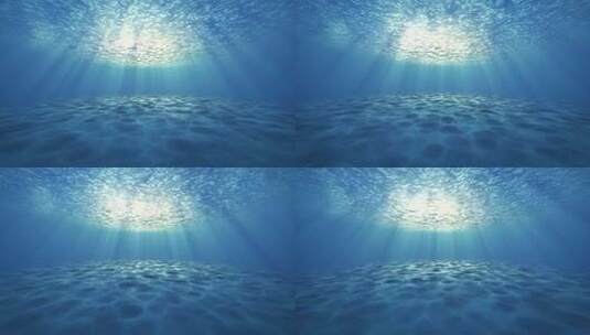 4K蓝色海底与气泡和光线深水下背景动画高清在线视频素材下载
