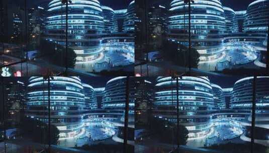 北京市朝阳区银河SOHO现代城夜景延时拍摄高清在线视频素材下载