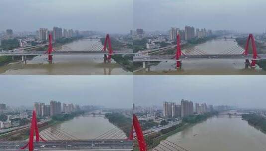 航拍福建漳州九龙江芝山大桥风光高清在线视频素材下载
